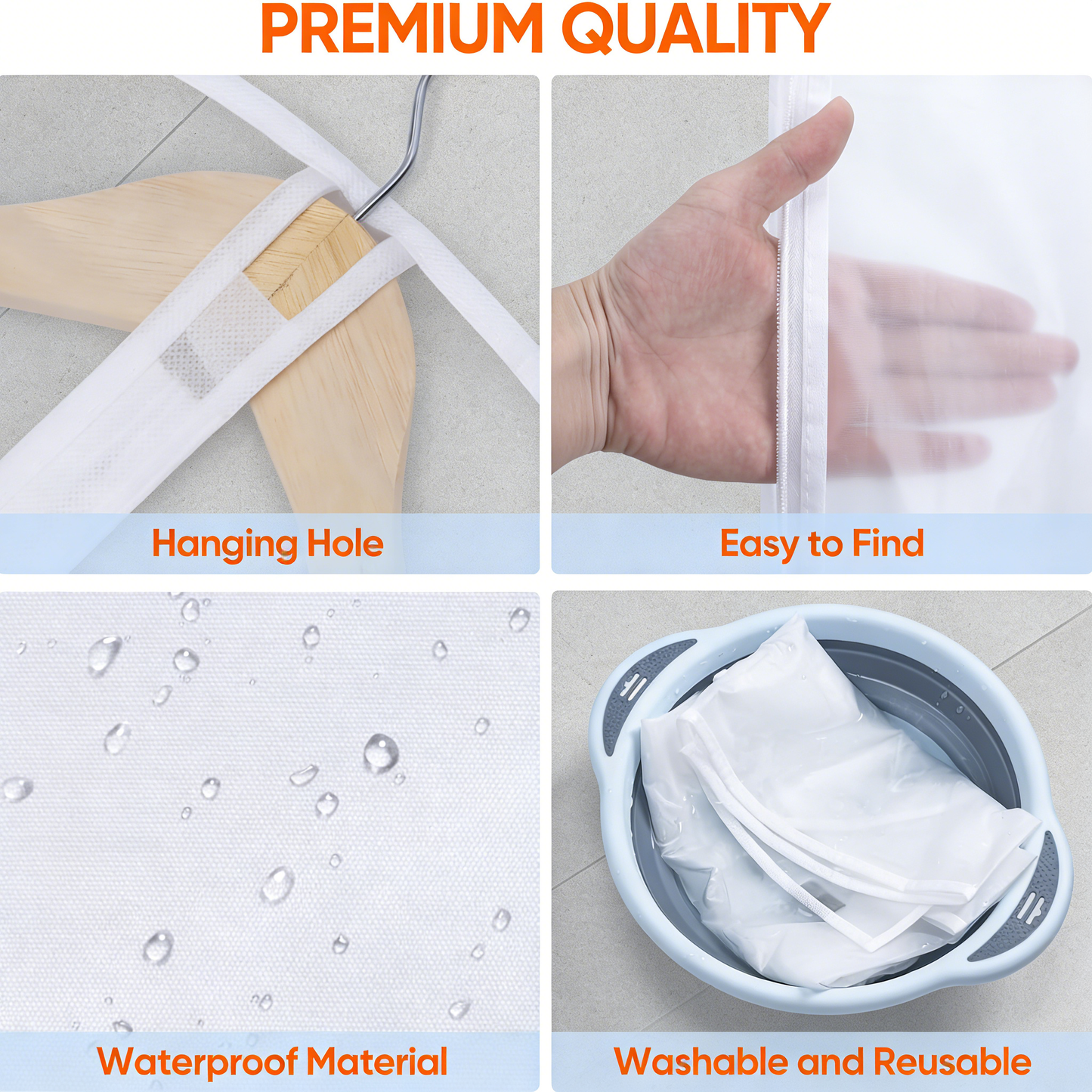 Garment Bags for Hanging Clothes, Dustproof Suit Covers with Zipper