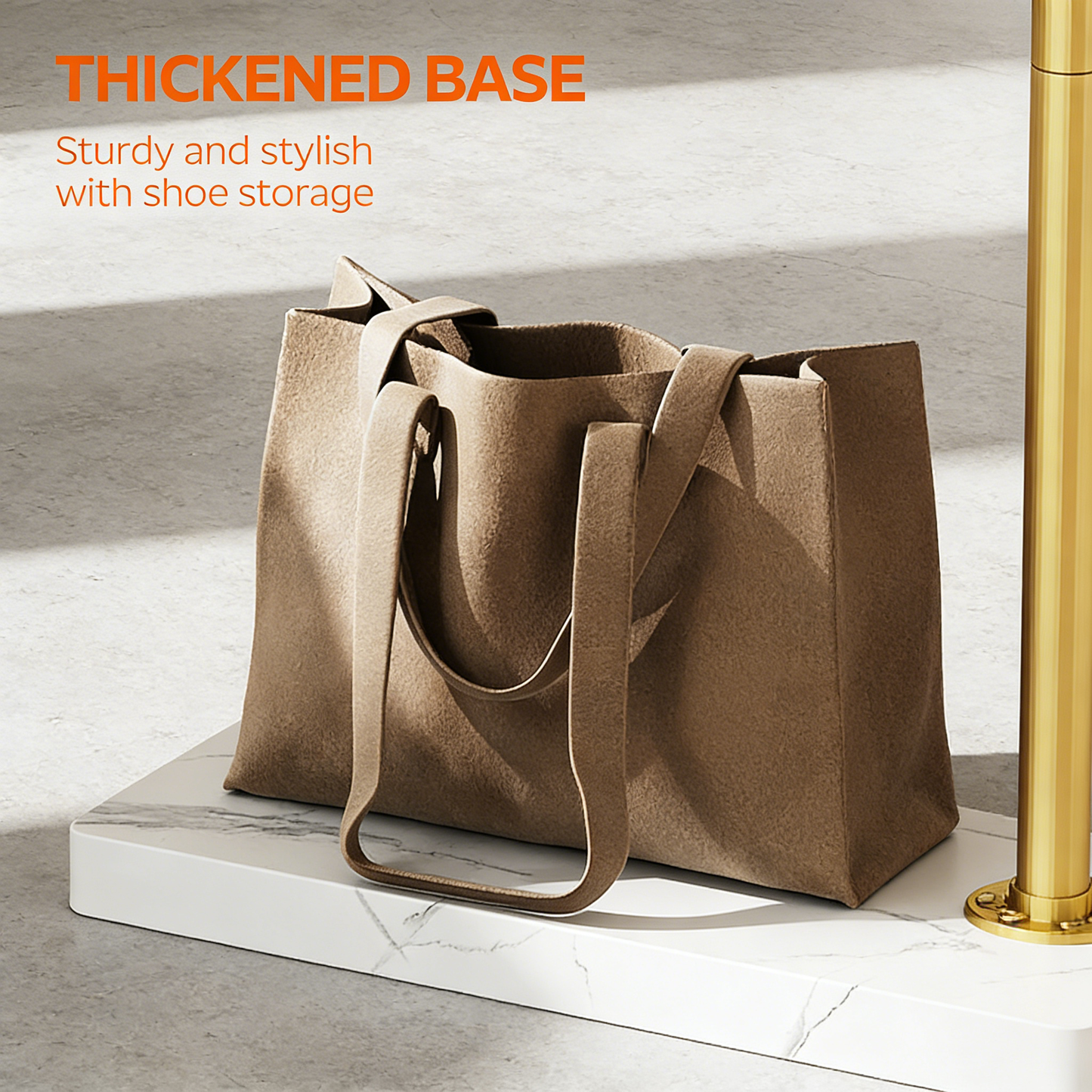 Gold Metal Coat Rack with Marble Base, Modern Entryway Clothes Hanger