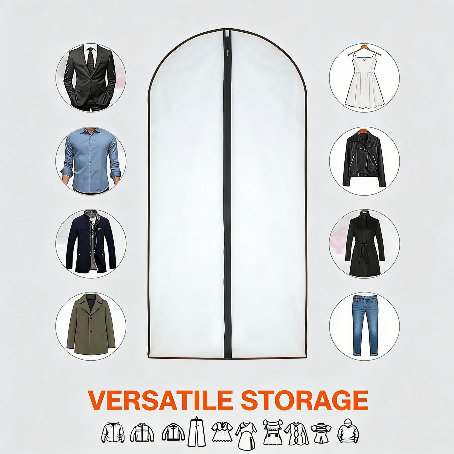 Hanging Garment Bags with Zipper, Multi-Size Clothes Protectors for Closet