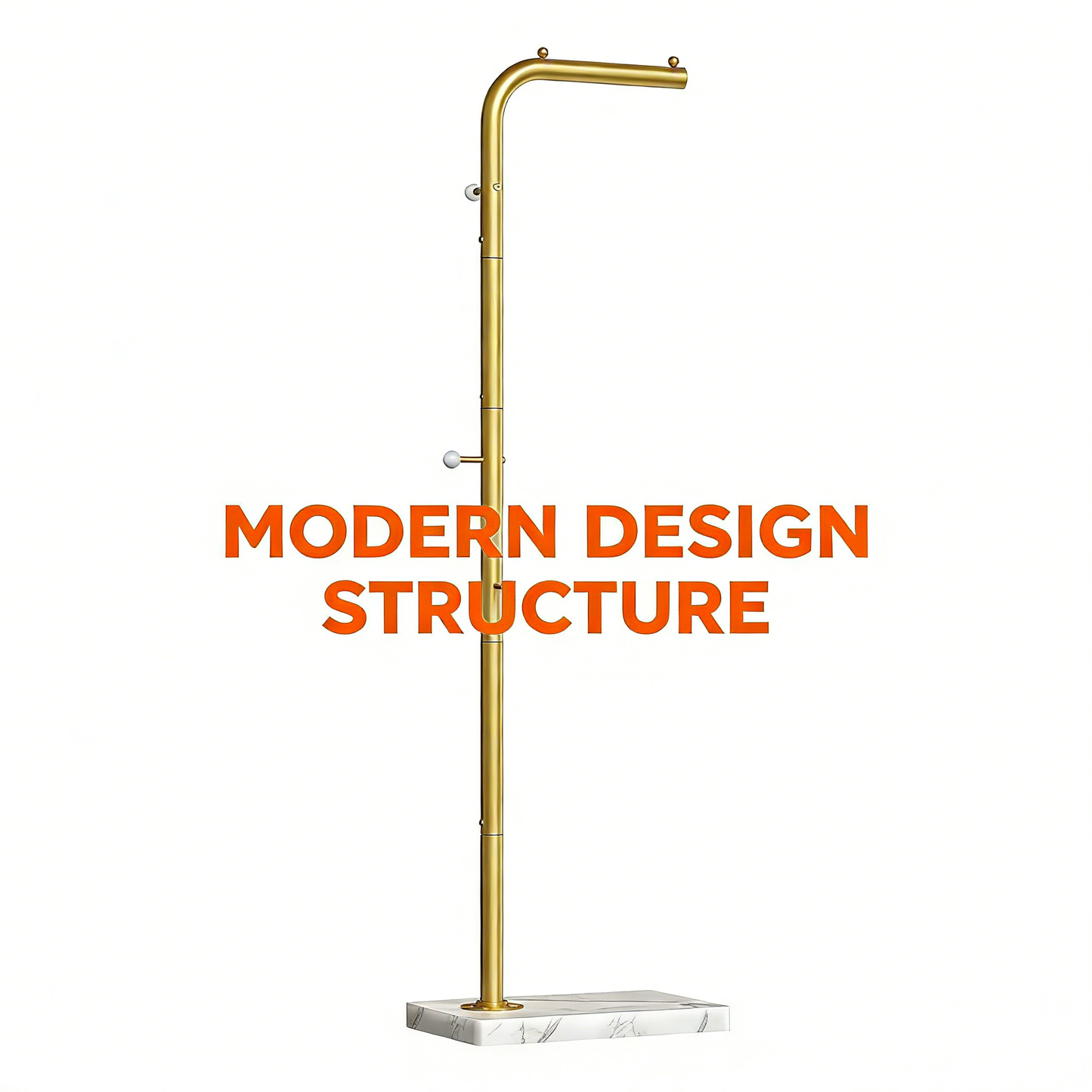 Gold Metal Coat Rack with Marble Base, Modern Entryway Clothes Hanger