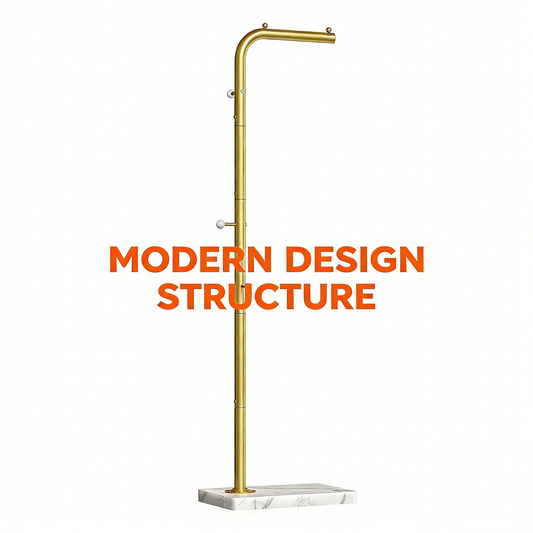Gold Metal Coat Rack with Marble Base, Modern Entryway Clothes Hanger