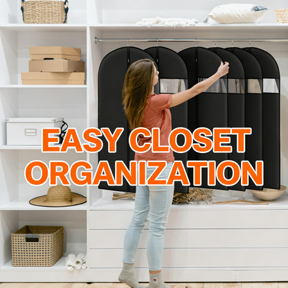 Black Hanging Garment Bags with Clear Window, 7-Pack Clothes Protectors