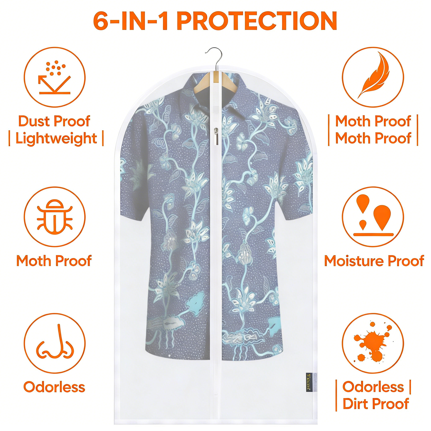 Garment Bags for Hanging Clothes, Dustproof Suit Covers with Zipper