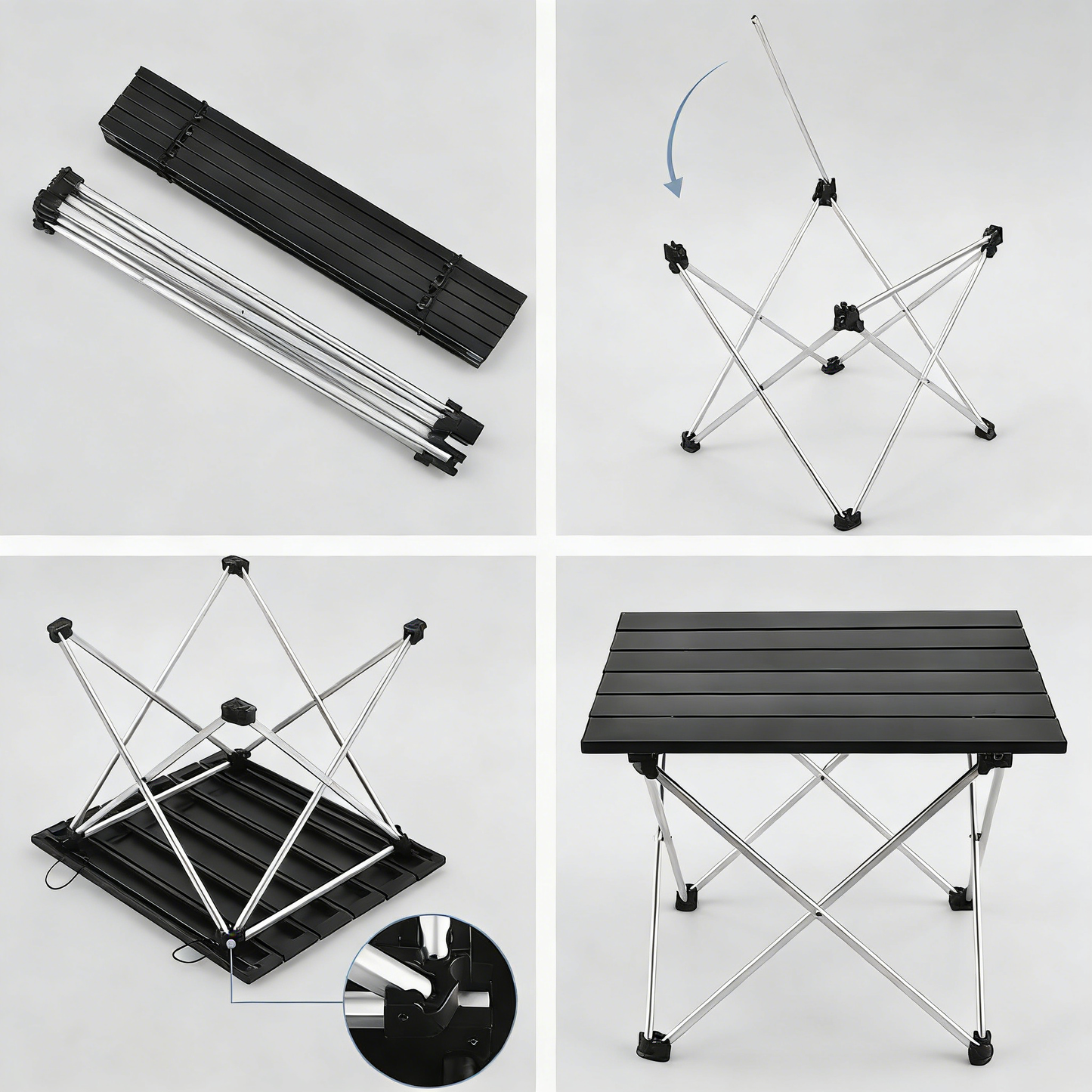 Ultralight Folding Camping Table with Aluminum Top, Portable Low Table