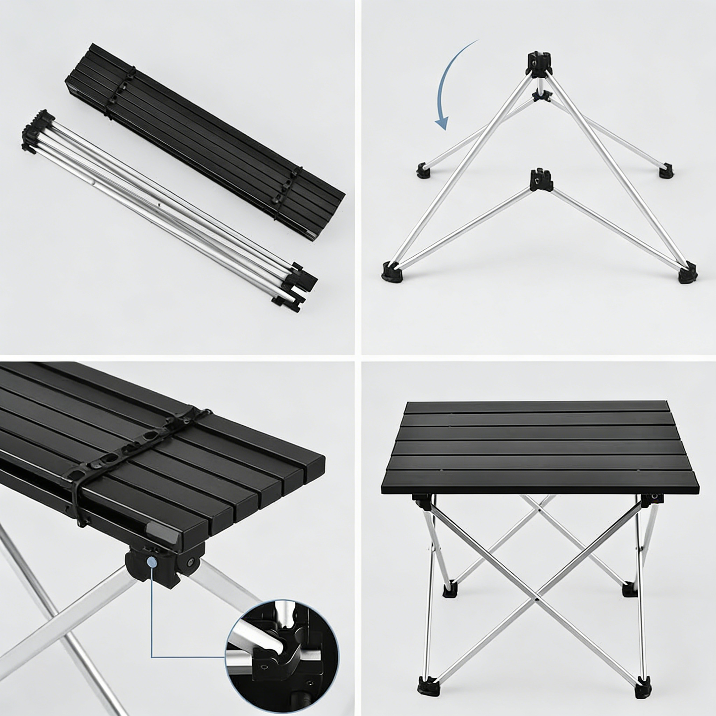 Ultralight Folding Camping Table with Aluminum Top, Portable Low Table