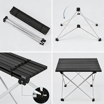 Ultralight Folding Camping Table with Aluminum Top, Portable Low Table