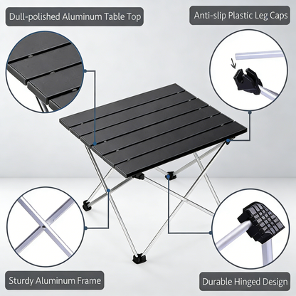 Ultralight Folding Camping Table with Aluminum Top, Portable Low Table
