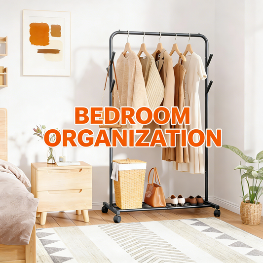 3-in-1 Metal Rolling Clothes Rack with Storage Shelf & Hooks